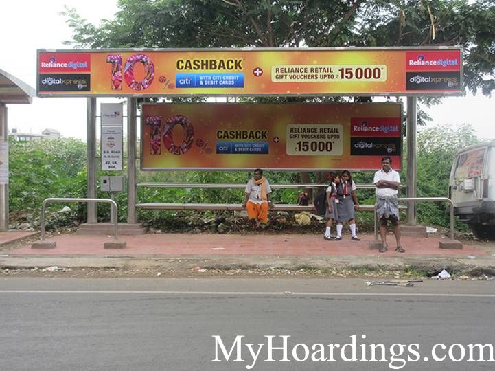 Hoardings rates in Chennai, Bus Shelters at BB Opp Road Bus stop in Chennai, Flex Banner TN